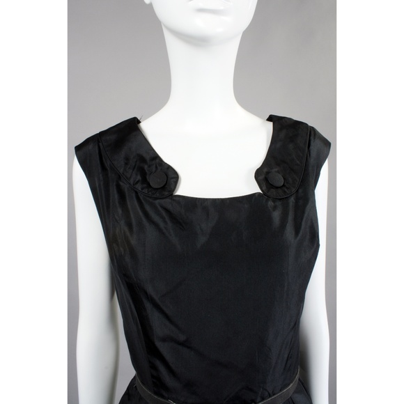 💣 M/L Vintage 1940s Little Black Dress SILK - Picture 3 of 8